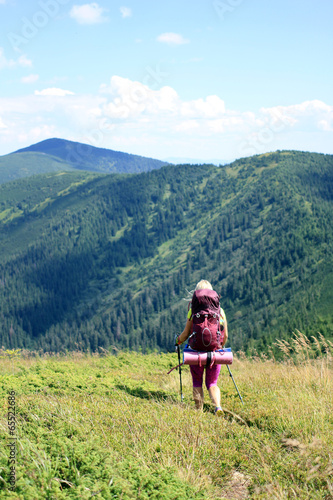 Summer hiking in the mountains.