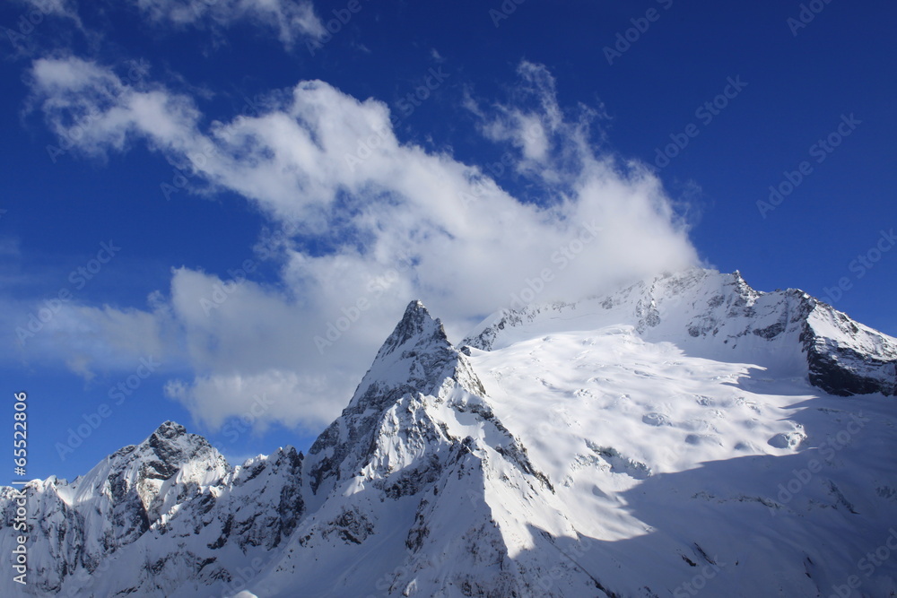 Caucasus, mountains and blue sky