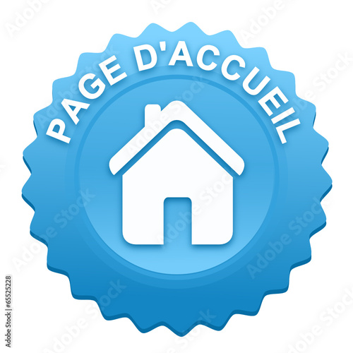 page d'accueil sur bouton web denté bleu