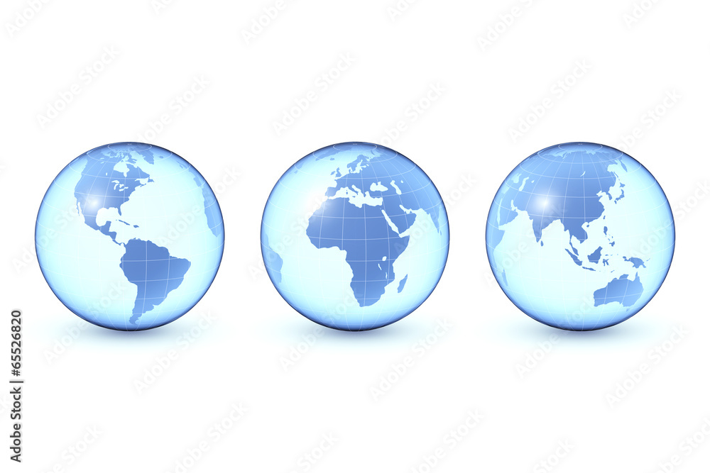 Globus in drei Ansichten