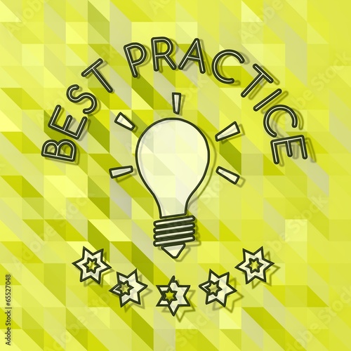 best practice sign on green low poly background