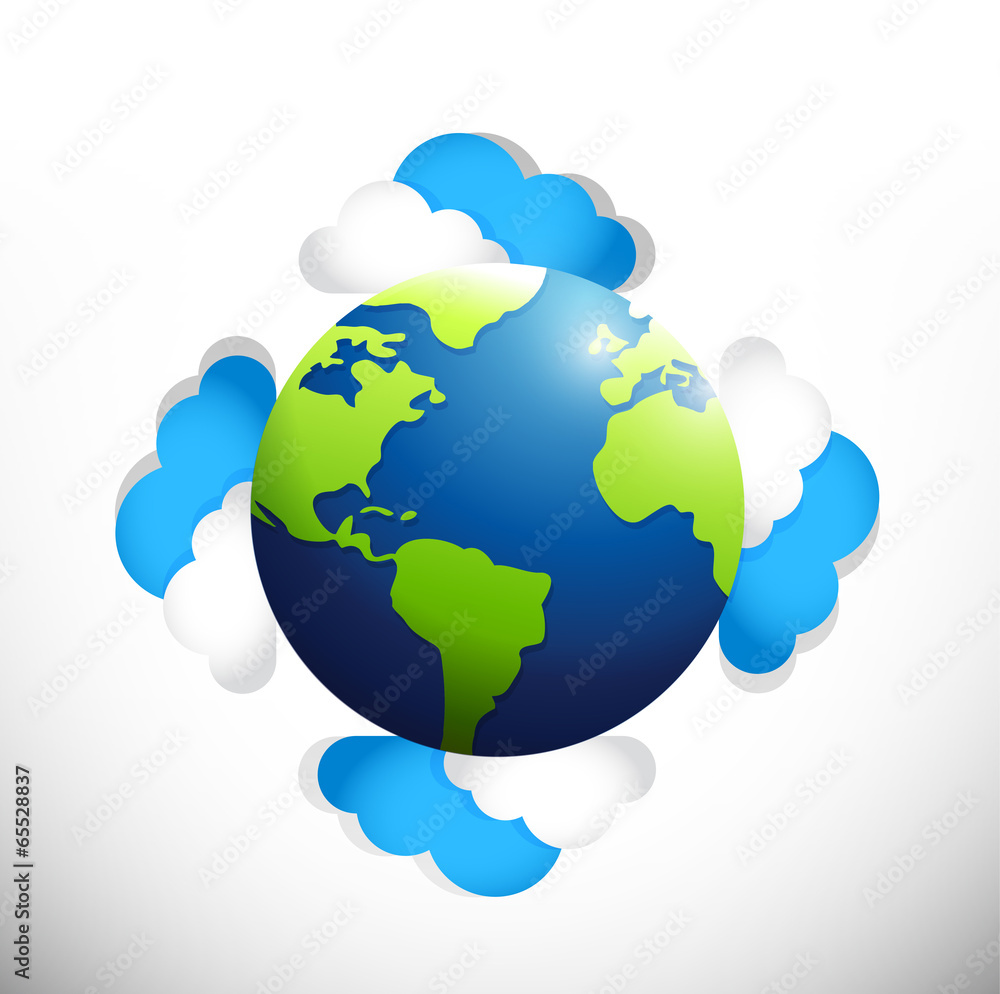 globe around clouds. illustration design globe around clouds. illustration design