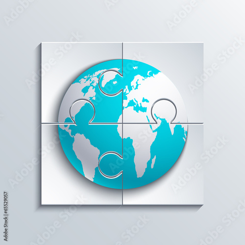Vector modern concept puzzle and world.