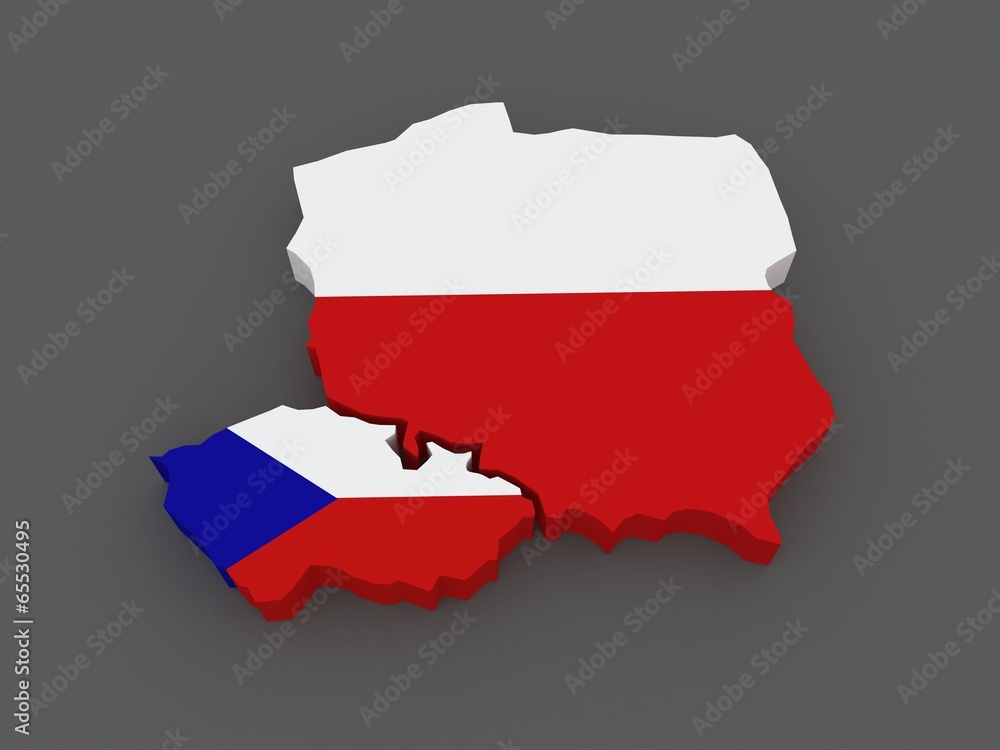 Obraz premium Czech Republic and Poland. map.