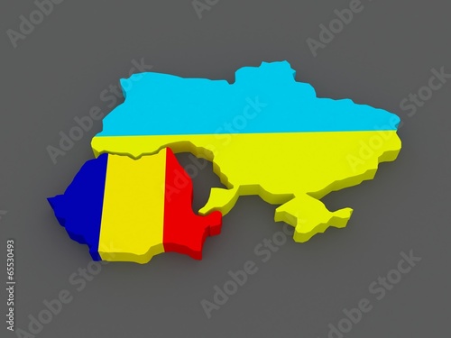 Romania and Ukraine. map.