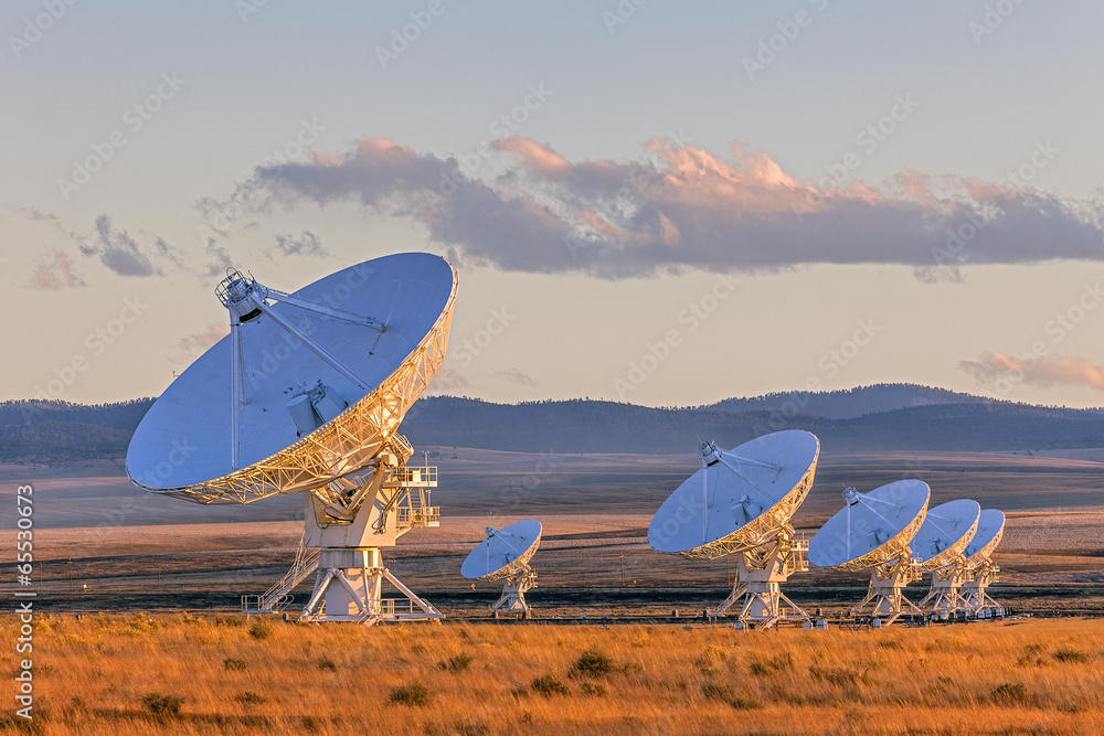 Very Large Array Satellite Dishes at Sunset in New Mexico, USA