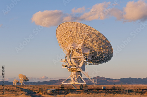 Very Large Array Satellite Dishes at Sunset in New Mexico, USA
