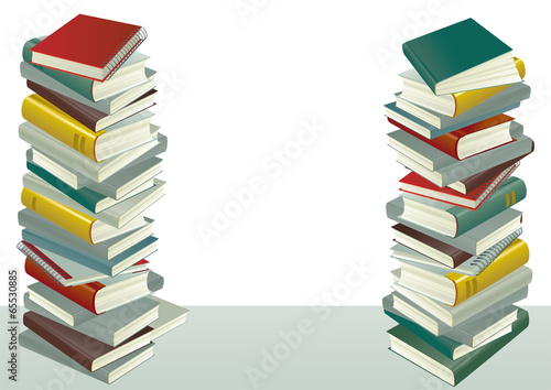 Vector of books stack  on the gray table