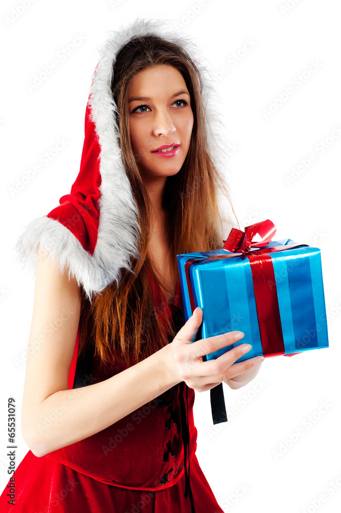 Beautiful and sexy christmas woman with gift Beautiful and sexy christmas woman with gift