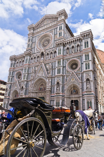 Horse carriage in front of Florence cathedral, Tuscany