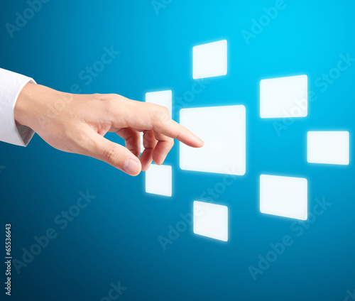 hand pressing  touchscreen button