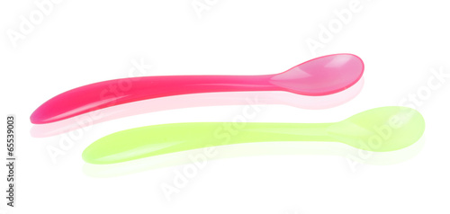 two plastic spoon