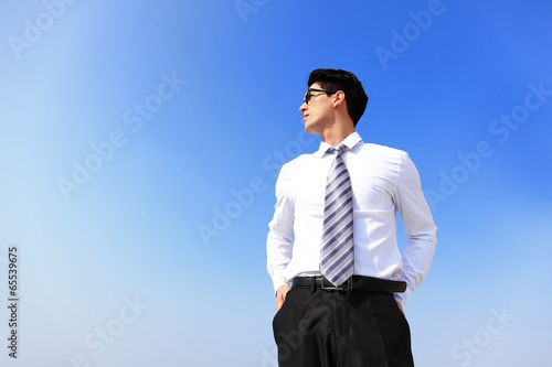 business man looking away to copy space