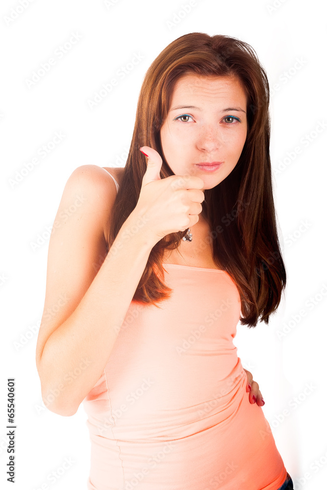 Girl with victory sign Girl with victory sign