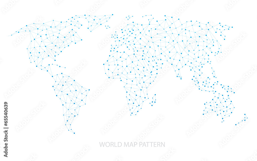 Fototapeta premium blue world map dot pattern vector