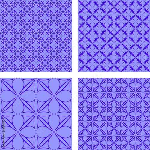 Blue seamless pattern background set