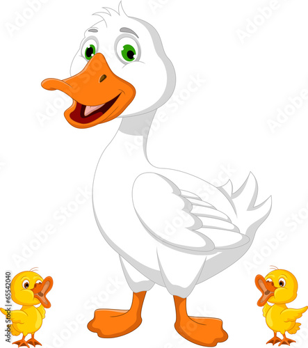 Illustration of duck cartoon with chick