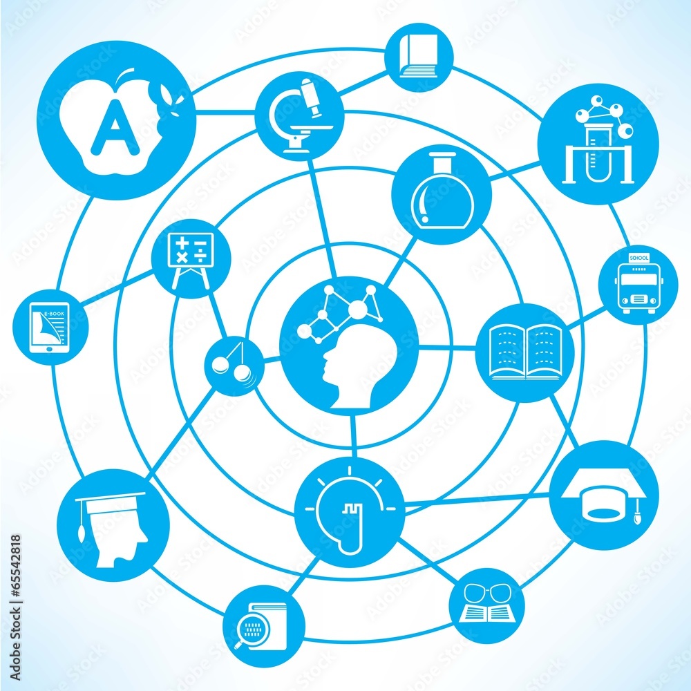 imagination and education, blue connecting diagram imagination and education, blue connecting diagram