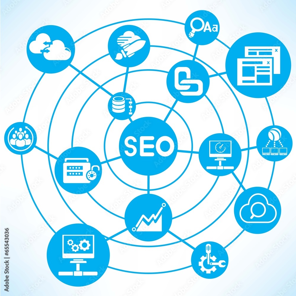 search engine optimization, blue connecting diagram search engine optimization, blue connecting diagram