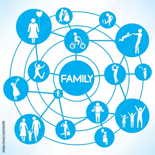 family network, blue connecting network
