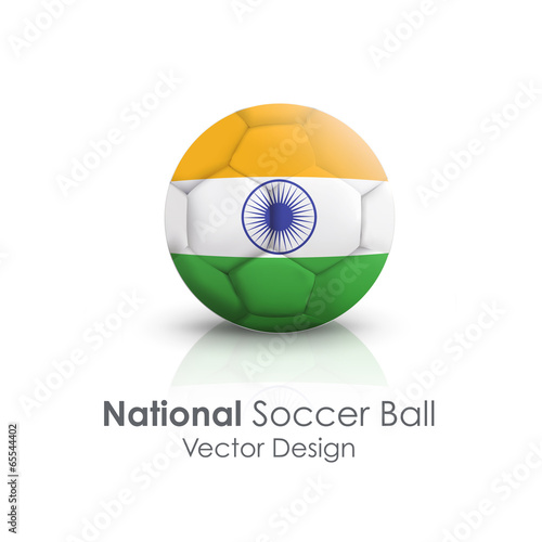 Soccer ball of India over white background
