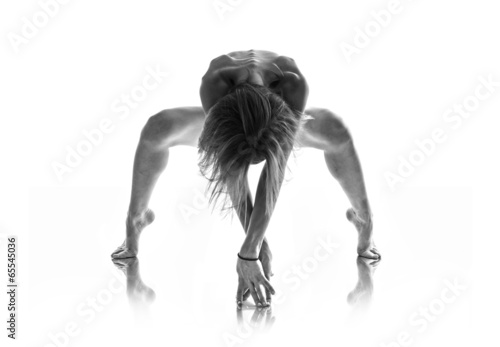 Artistic nude in black and white over isolated background