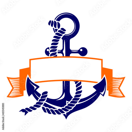 anchor with a banner symbol. vector illustration