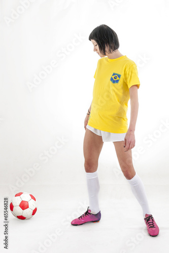 Fototapeta Naklejka Na Ścianę i Meble -  pretty model fan for brazilian soccer