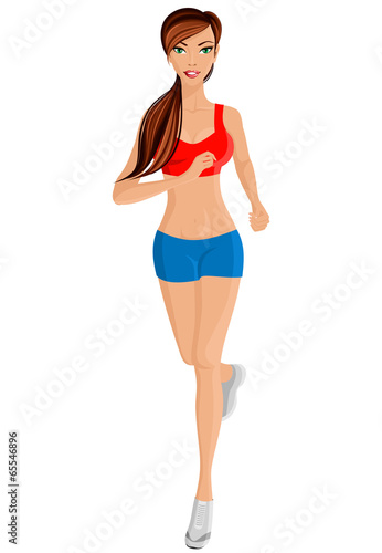 Woman running full length portrait