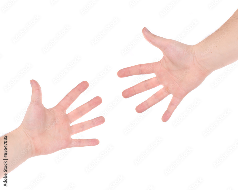 Two hand reaching each other. Two hand reaching each other.