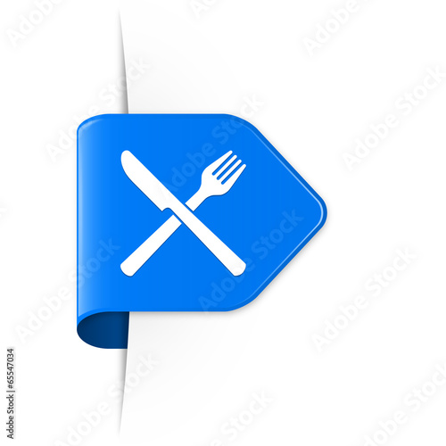 Knife and fork - Blauer Sticker Pfeil mit Schatten