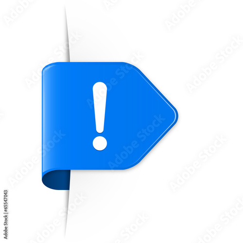 Exclamation sign - Blauer Sticker Pfeil mit Schatten