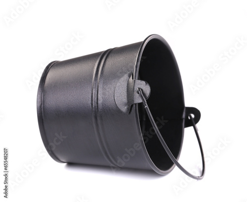 Black metal bucket.