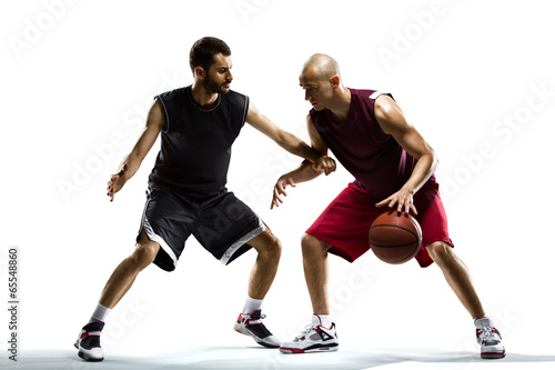 Basketball players isolated on white