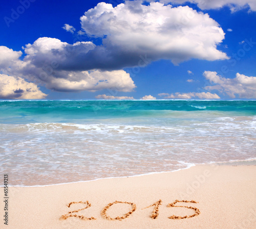 New Year 2015 on a Caribbean beach. 