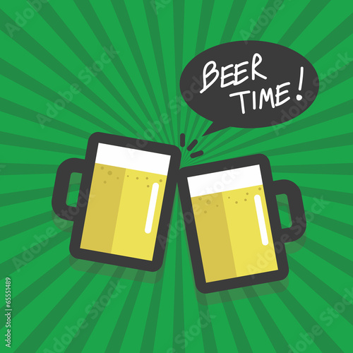 Beer time flat design vector