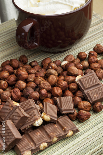 chocolate with nuts and coffee