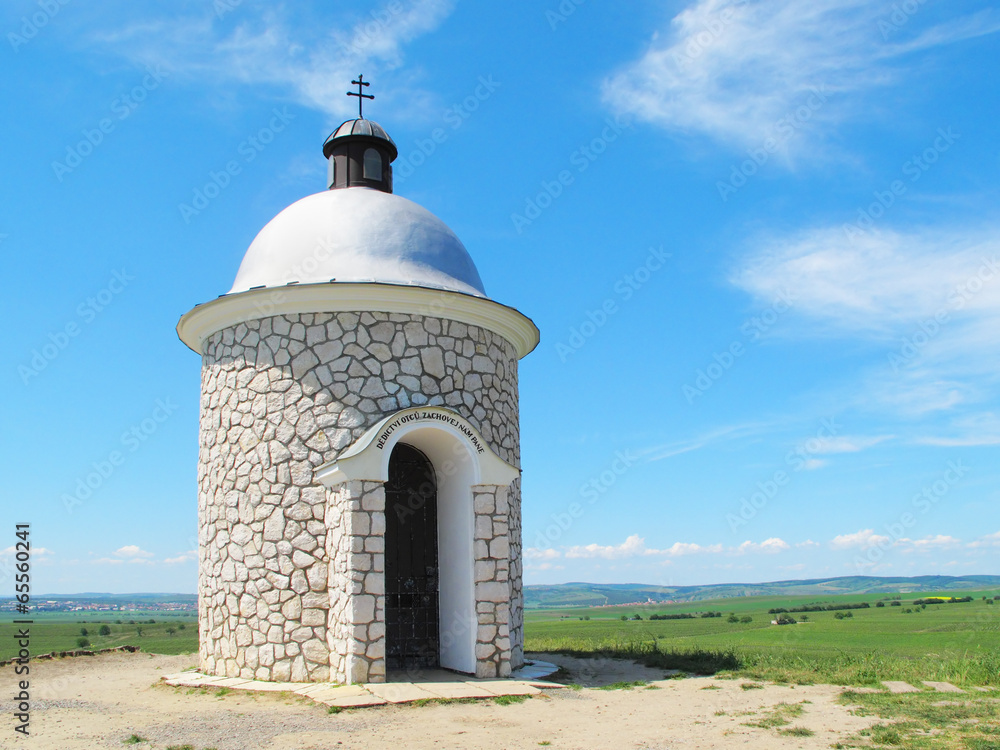 Chapel on the hill over vineyards in South Moravia.