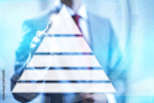 Hierarchy on needs pyramid concept pointing finger photo