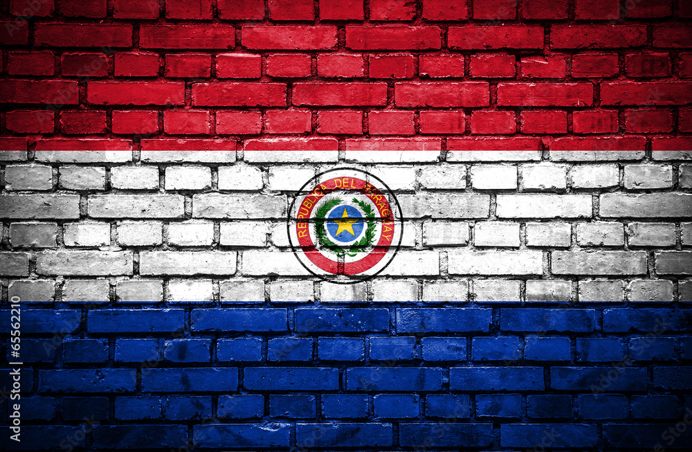 Brick wall with painted flag of Paraguay Brick wall with painted flag of Paraguay