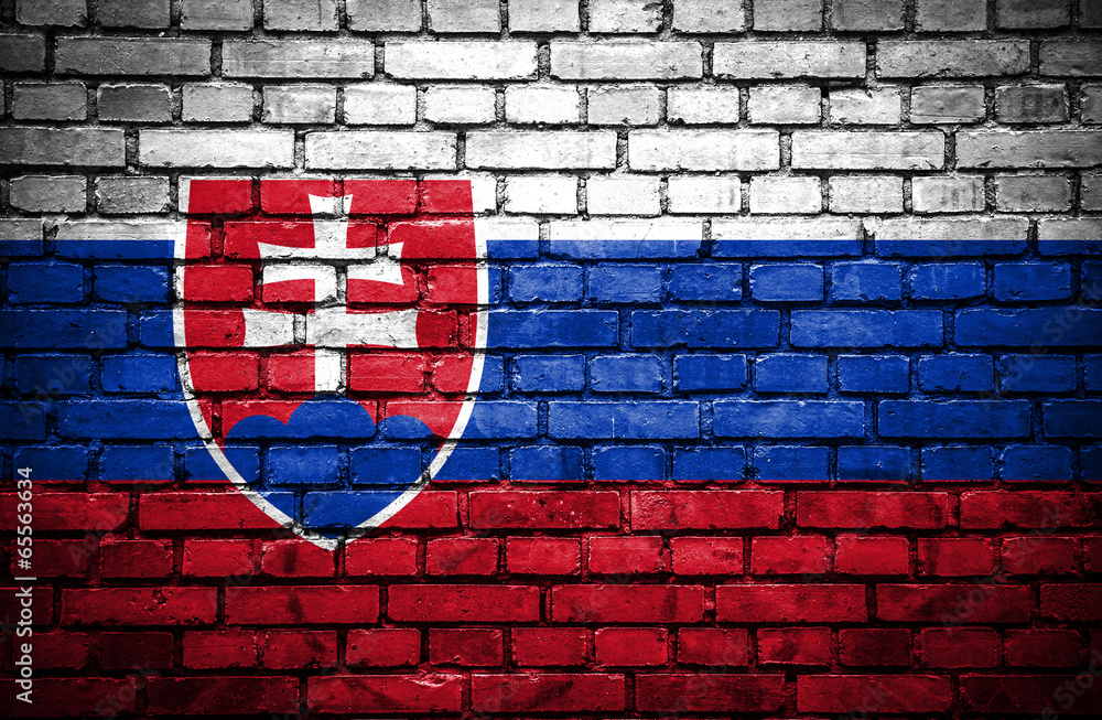 Brick wall with painted flag of Slovakia Brick wall with painted flag of Slovakia