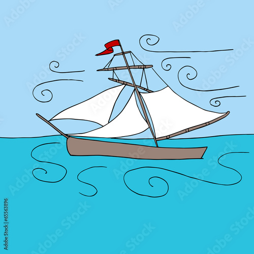 Sailing Boat in Ocean
