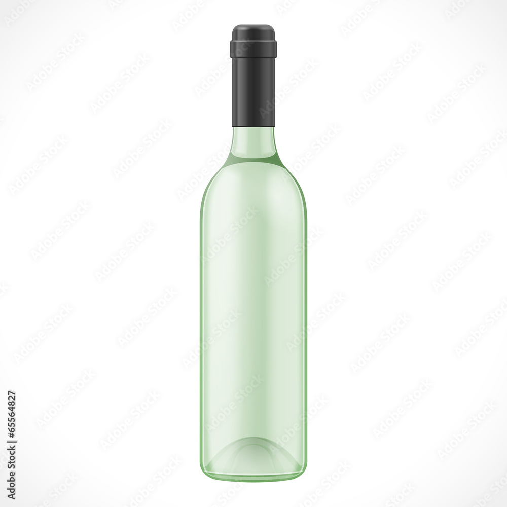 Green Glass Wine Cider Bottle On White Background Green Glass Wine Cider Bottle On White Background