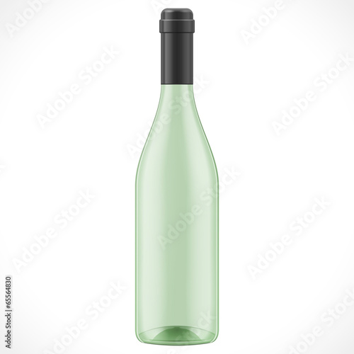 Green Glass Wine Cider Bottle On White Background