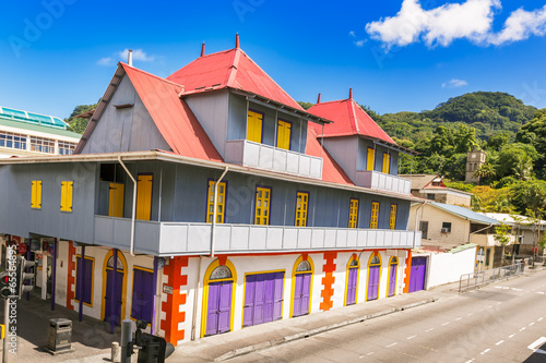 Seychelles; Victoria; Mahe; island; tropical; building; colorful photo