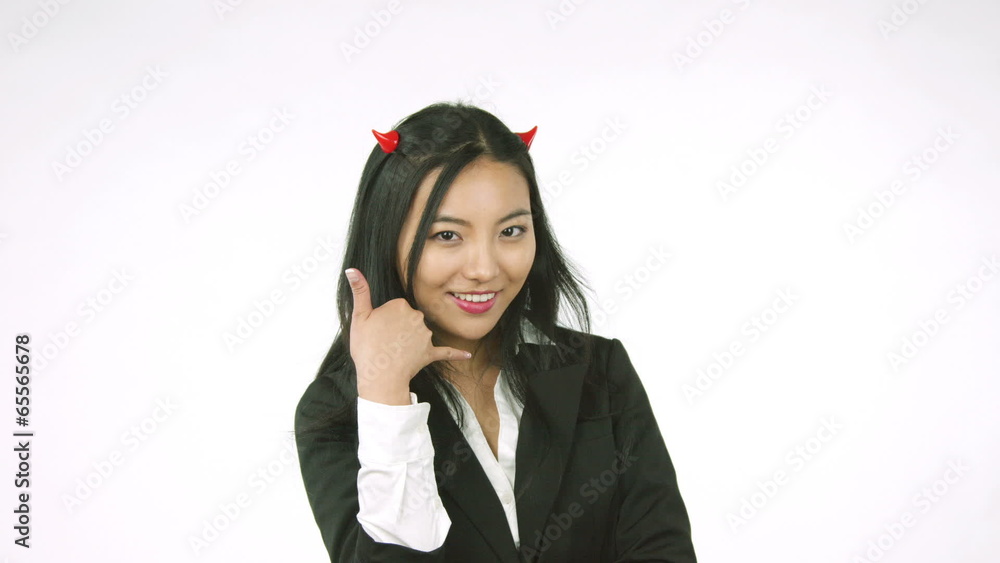asian evil demon business woman cut out isolated on white asian evil demon business woman cut out isolated on white