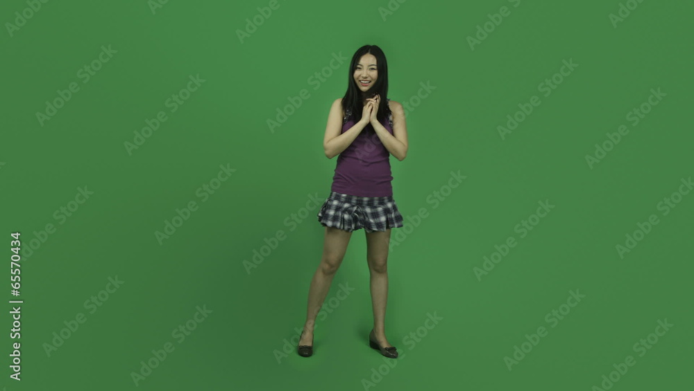 Asian student girl isolated greenscreen green background Asian student girl isolated greenscreen green background