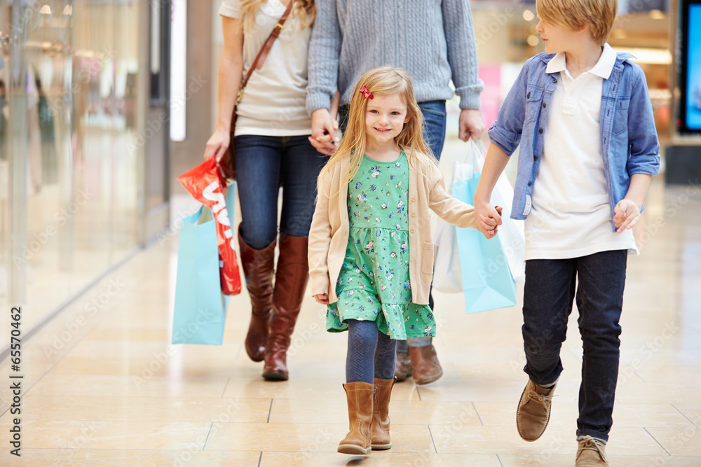 Children On Trip To Shopping Mall With Parents Children On Trip To Shopping Mall With Parents