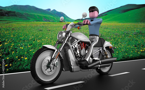 uomo in moto con sfondo 