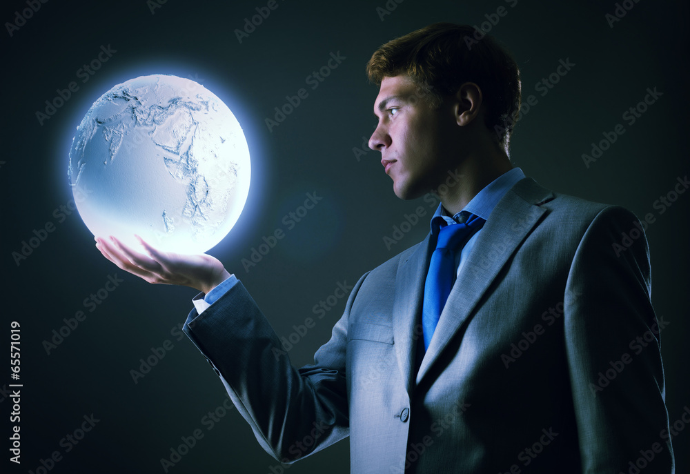 Businessman with moon Businessman with moon